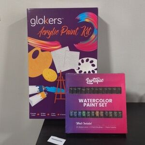 Glokers Acrylic Paint Kit Art Supplies, Palette Canvas Brush & watercolor paint